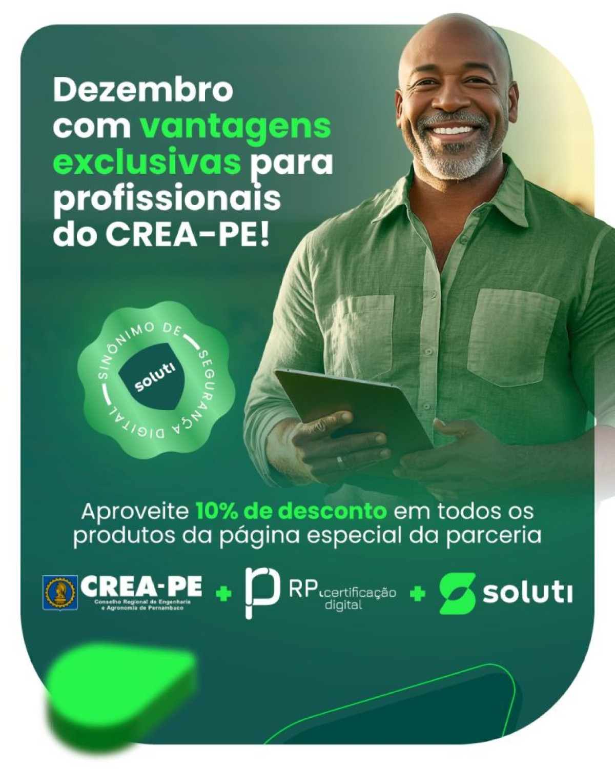 Crea-PE e RP AR, Autoridade de Registro oficial da Soluti, lançam campanha especial de dezembro com condições exclusivas para profissionais registrados