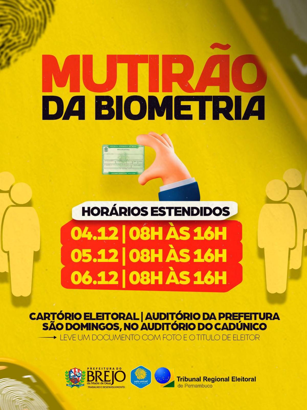 TRE-PE realiza Mutirão de Atendimento ao Eleitor em Brejo da Madre de Deus nos dias 04, 05 e 06 de dezembro