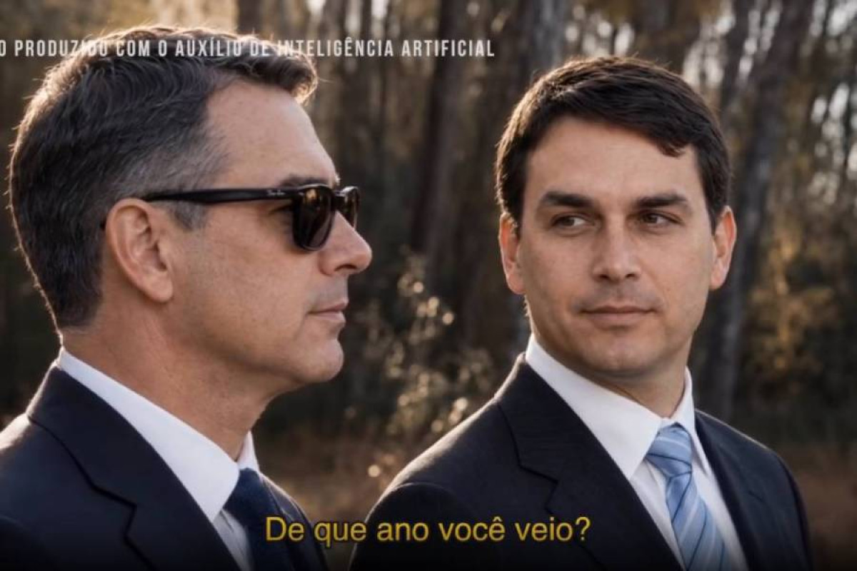 Flávio publica vídeo com IA em que aparece como presidente