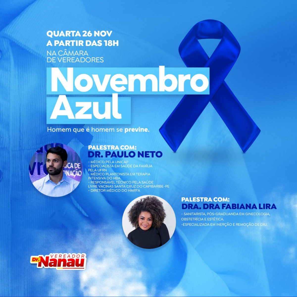 Vereador Doutor Nanau reforça a importância da campanha Novembro Azul em Santa Cruz do Capibaribe