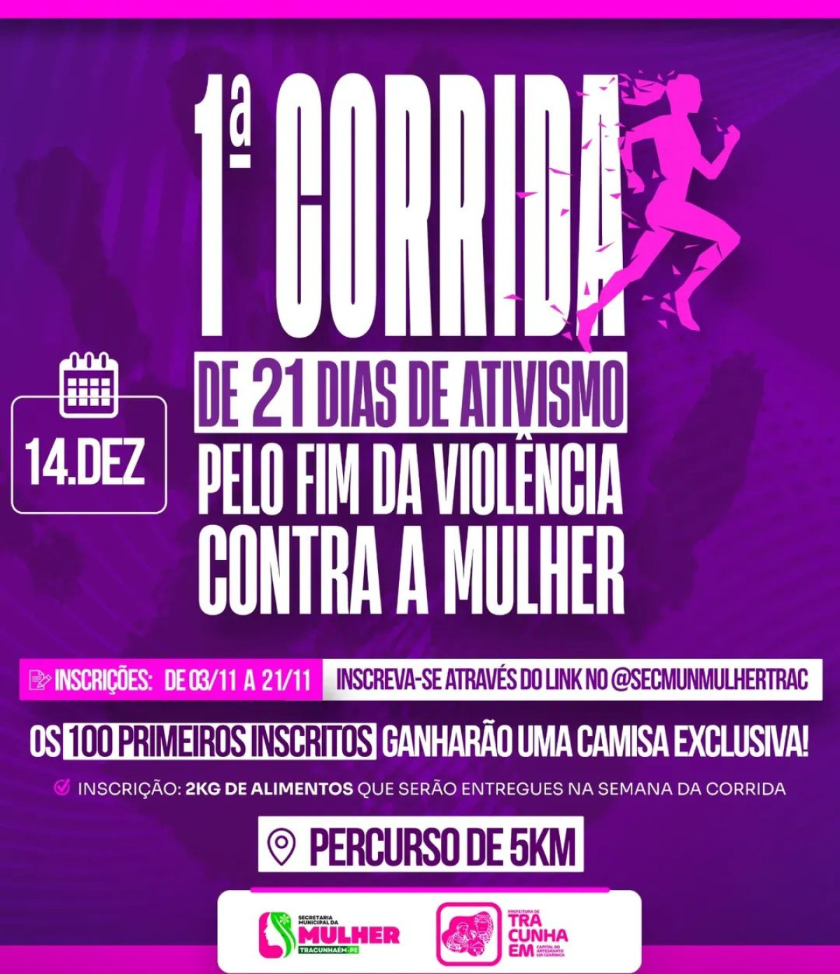 Prefeitura de Tracunhaém realiza a 1ª Corrida de Ativismo pelo Fim da Violência contra a Mulher