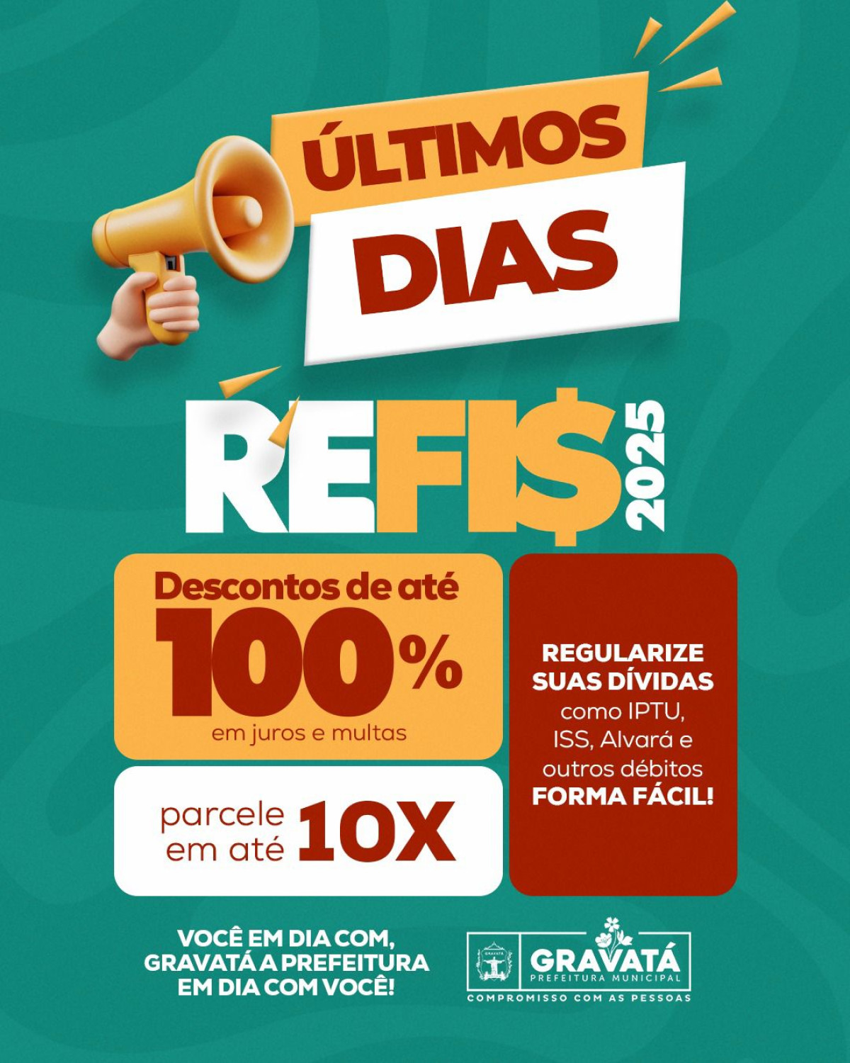 Prefeitura de Gravatá alerta sobre os últimos dias do REFIS 2025