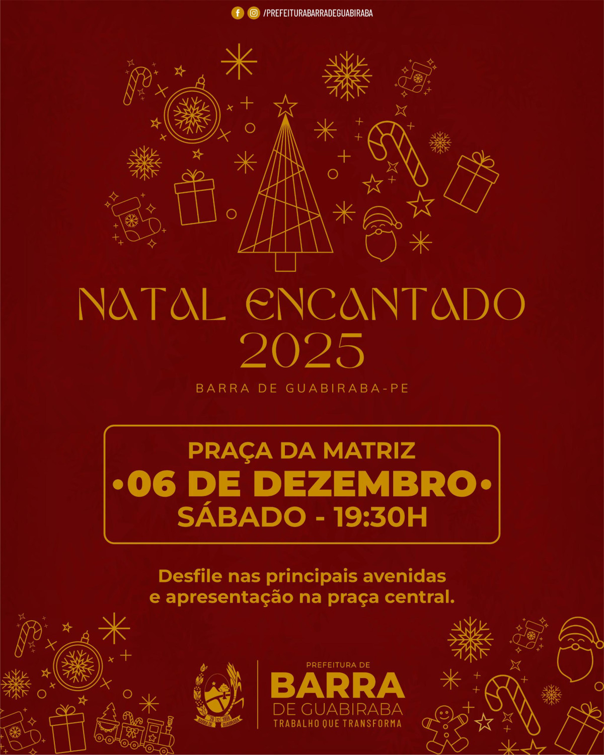 Prefeitura de Barra de Guabiraba anuncia Desfile Natalino 2025 