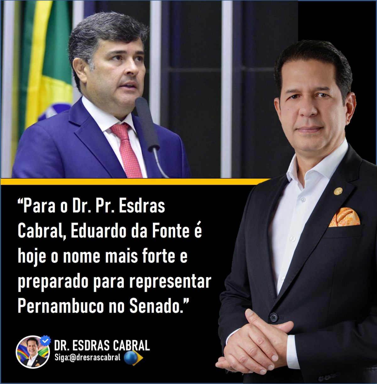 Dr. Pr. Esdras Cabral destaca Eduardo da Fonte como nome forte para o Senado